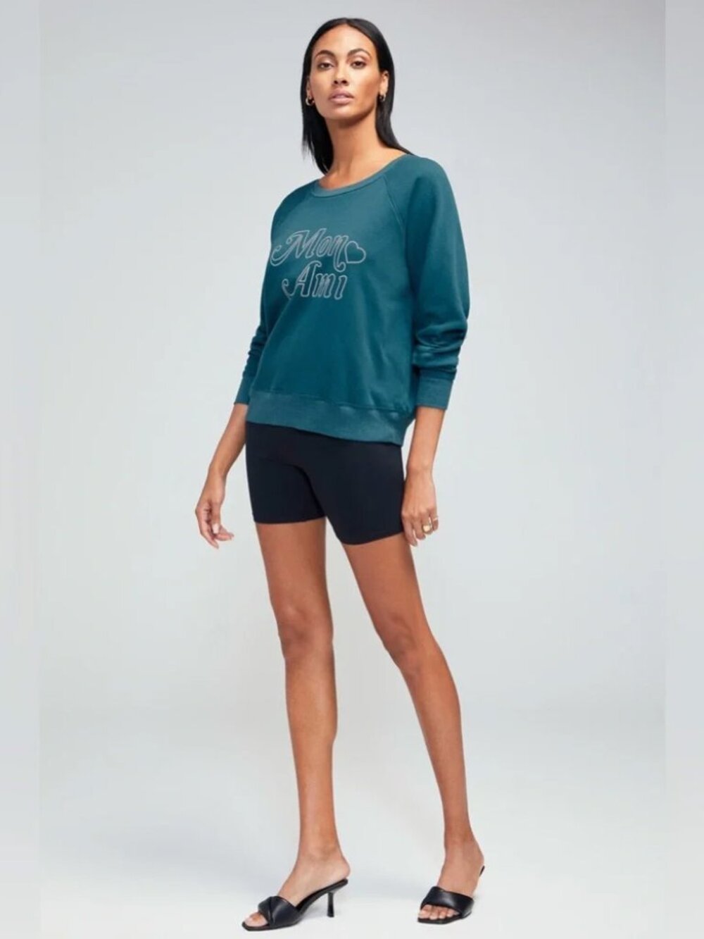 Wildfox Mon Ami Heart Sommers Sweatshirt Teal S NWT - Picture 11 of 11